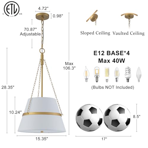 15.35" Gold Drum Chandelier