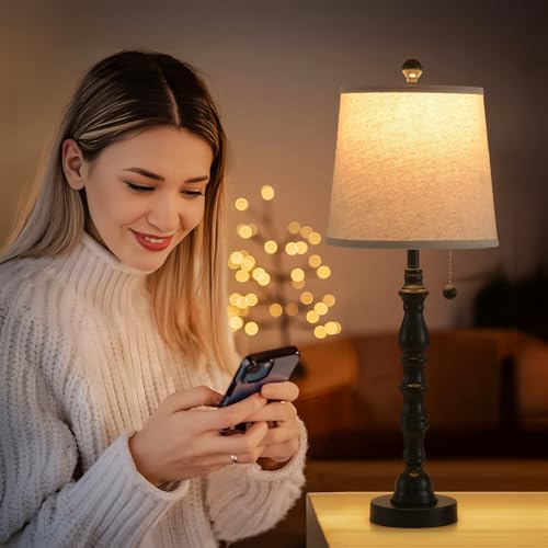Lamps Set of 2 Modern Farmhouse Table Lamp Bedside Reading Lamps Living Room End Tables Set Lamps for Night Stands Bedroom Night Lamp (2 Count)