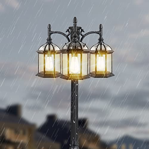 Dusk to Dawn Outdoor Lamp Post Light with 3 LED Bulbs
