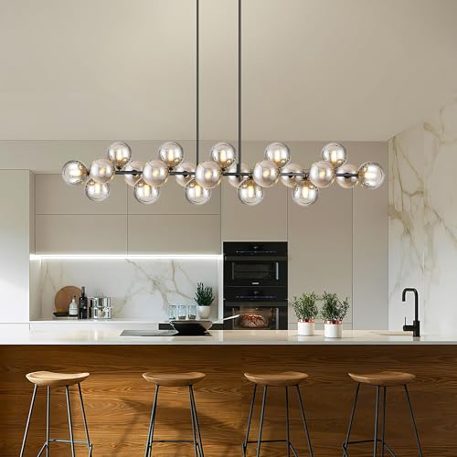 Linear Chandelier 22 Lights Black Dining Room Light Fixtures Dia 70 Inch