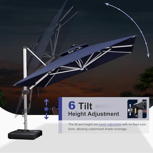 Patio Umbrella 9' X 12' Double Top Solar LED Light