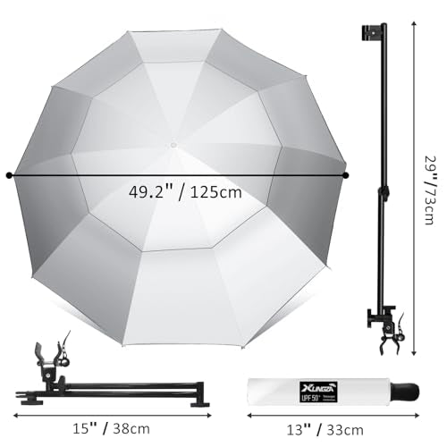 UPF 50+ Beach Umbrella with Adjustable Universal Clamp