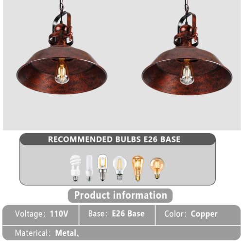 14" Farmhouse Copper Pendant Light for Kitchen Island