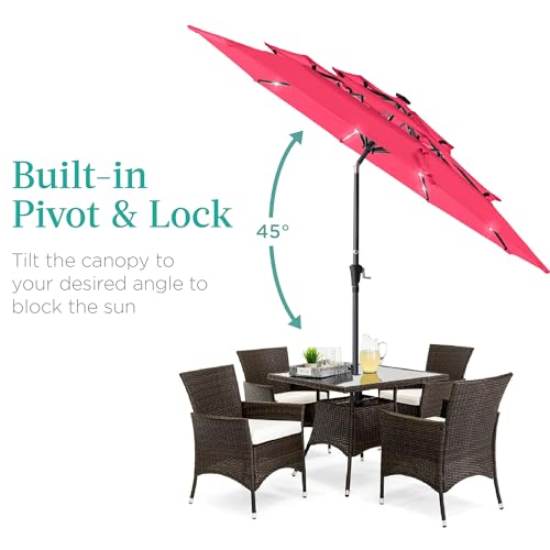 10ft 3 Tier Solar Patio Umbrella