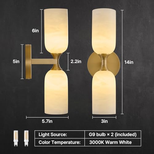 14" Natural Alabaster Sconce