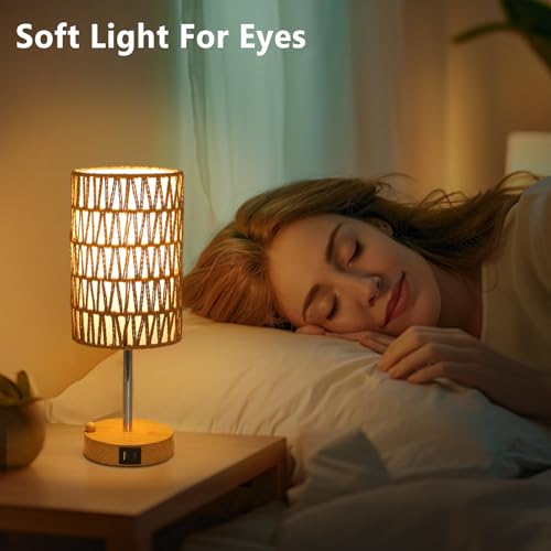 Boho Table Lamp for Bedroom with Bulb