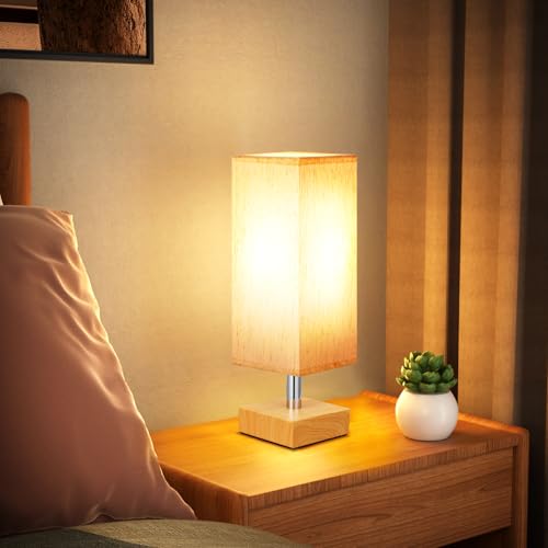 Wood Grain Small Bedside Lamp for Bedroom