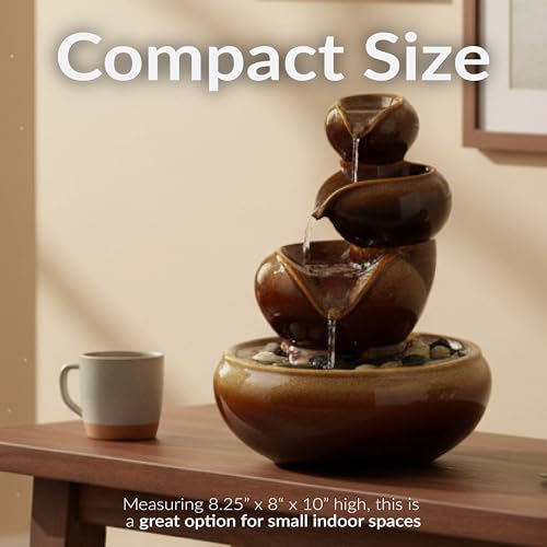 Sunnydaze 10" Tiered Vessels Ceramic Tabletop Fountain
