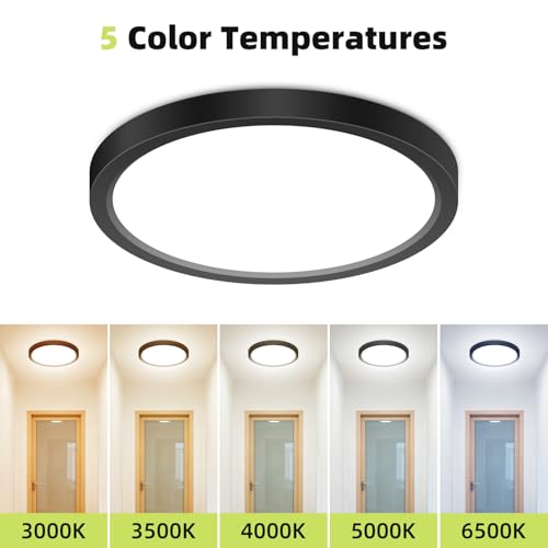 1PACK Flush Mount LED Ceiling Light Fixtures 5 Color Temperatures in One &100W Equivalent Flat Bathroom Ceiling Light (2 Count)