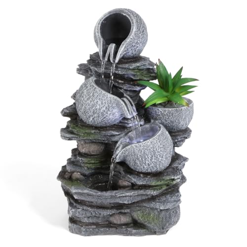 Water Fountain Tabletop Waterfall Fountains Indoor with LED