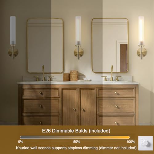 Modern Hardwired Frosted Glass Bathroom Wall Sconces