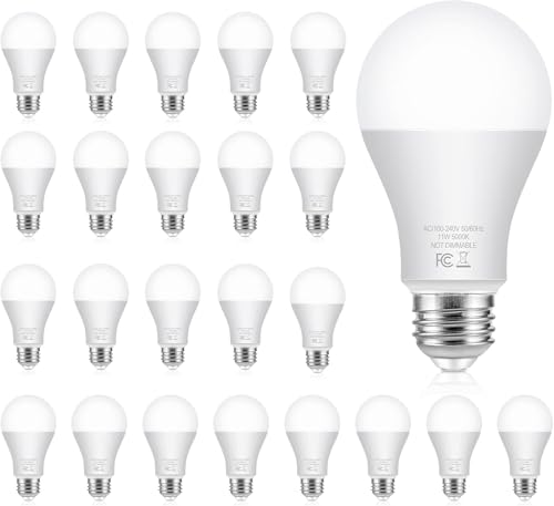 24 Pack LED Light Bulbs 100 Watt Equivalent A19 Daylight White 5000K (24 Count)