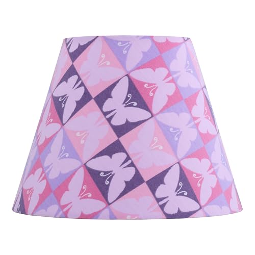 56044 Empire Uno Lamp Shade in Pink with Purple Butterfly Pattern