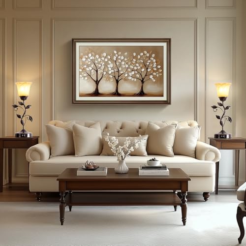 Set of 2 Touch Vintage Bedroom Leaf Table Lamps with 2 USB Ports (2 Count)