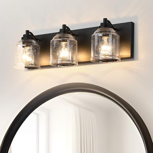23" 3 Light Farmhouse Bathroom Vanity Light with Bubble Glass