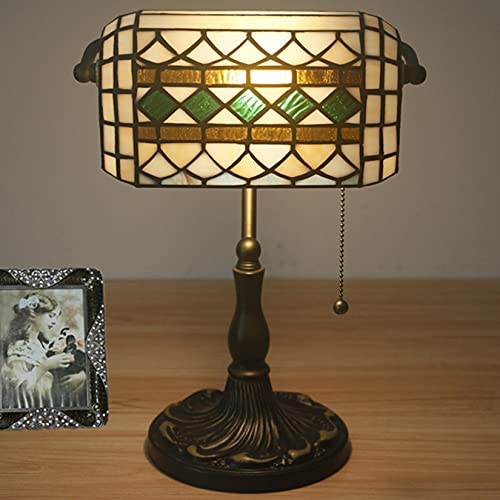 Tiffany Style Bankers Table Lamp Stained Glass Piano Desk Lamp Vintage Bedroom Bedside Lamp for Study