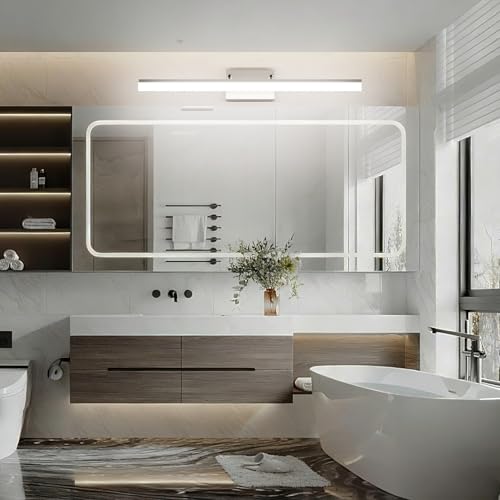 31.5 inch Modern Brushed Nickel Vanity Light Adjustable Bathroom Light Fixtures Over Mirror Rotatable Vanity Lighting 5500K
