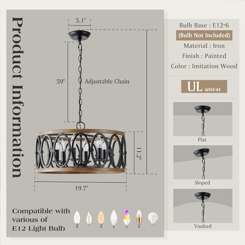Farmhouse Antique Chandelier for Dining Room Kitchen Island 6
