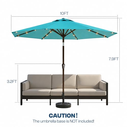 10FT Solar Patio Umbrella with Lights