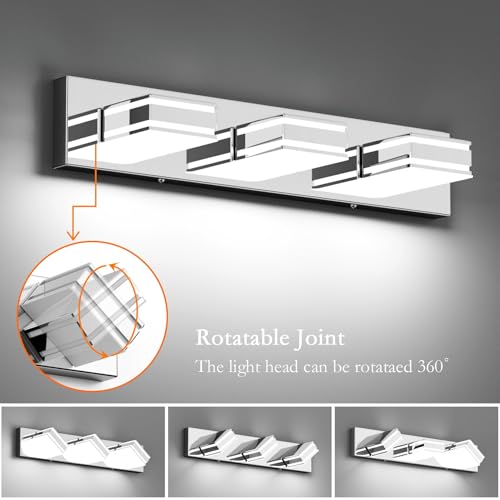 LED Modern Bathroom Vanity Lights Chrome 3 (3 Count)