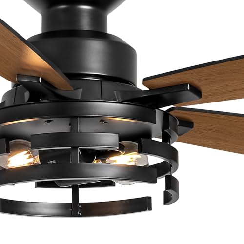 52 Inch Ceiling Fan with Light and Remote Control (Oil Black)
