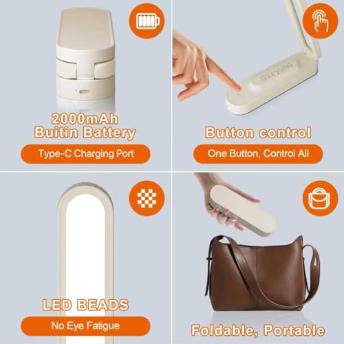 LED Desk Lamp for Office Home & Battery Operated Lamp Rechargeable Lamp Foldable & Portable Light