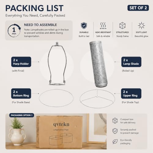 Gray Linen Drum Lamp Shades Set of 2