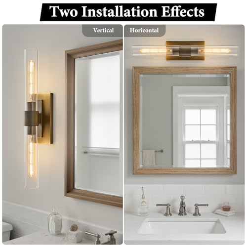 Linear Brass Bathroom Wall Sconce (2 Count)