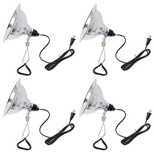 Clamp Lamp Light Socket with 8.5 Inch Aluminum Reflector (4 Count)