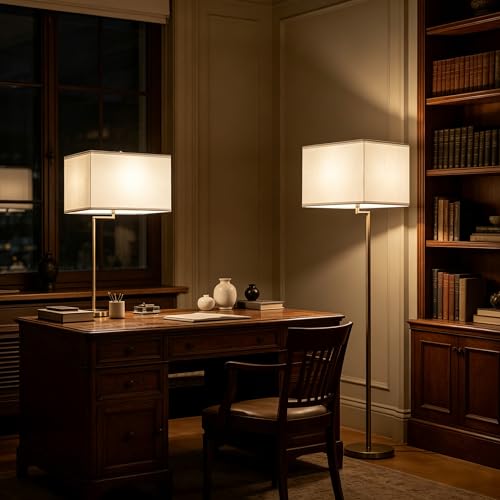 Large White Rectangle Lamp Shades Set of 2 (2 Count)