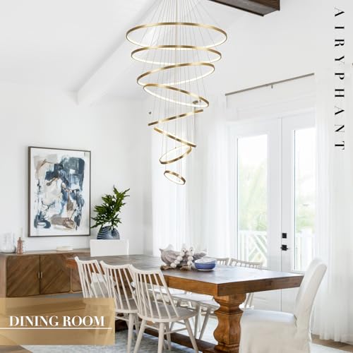 Modern LED Chandeliers 35" Brushed Gold 8