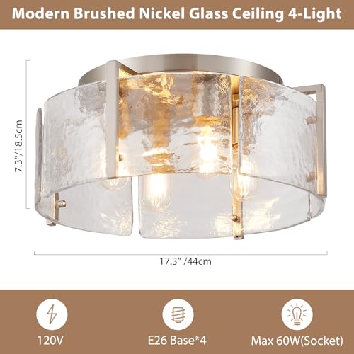 17.3“ Semi Flush Mount Ceiling Light Fixture Brushed Nickel 4