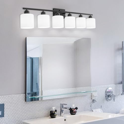 6 Light Black Vanity Lights for Bathroom
