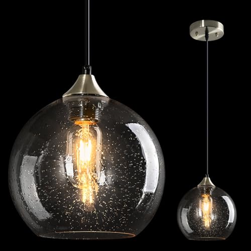 Clear Glass Pendant Lights Kitchen Island Lighting Globe Pendant Light Fixtures Modern Pendant Lighting for Kitchen Island Bedroom Living Dining Room Light Fixture