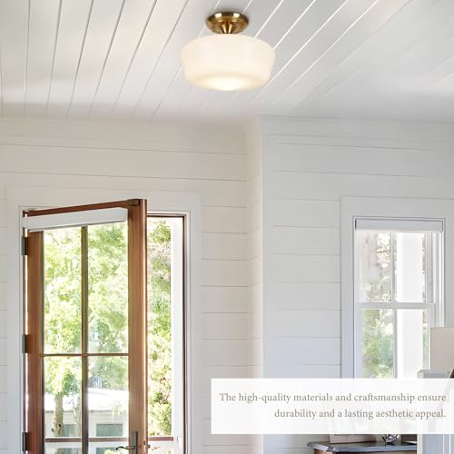 Schoolhouse Style Semi Flush Mount Ceiling Light with Dimmable Bulb Remote Control