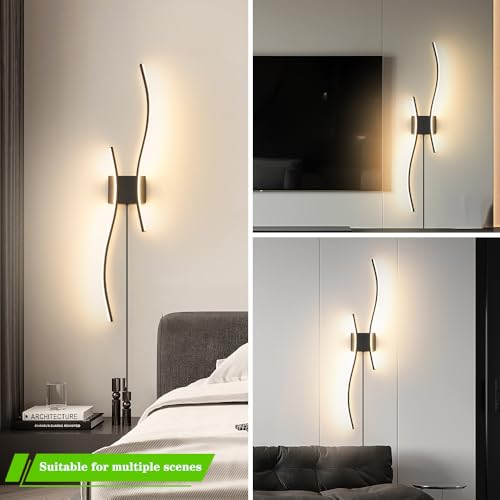 Modern Black Plug in Wall Sconces Set of 2 (2 Count)