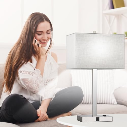 21" Set of 2 Table lamp with USB A+C & AC Outlets (2 Count)