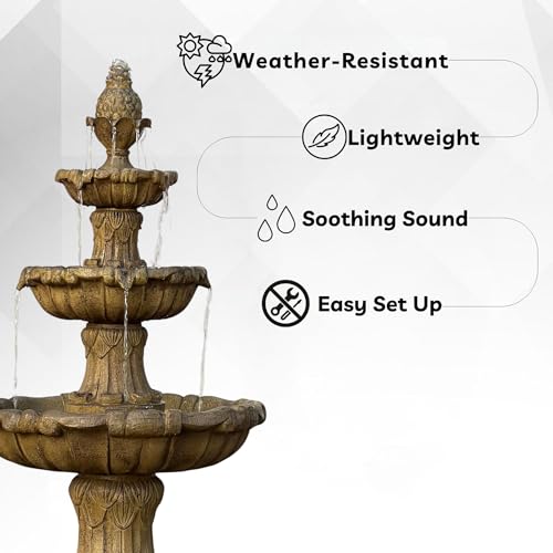 58.3" 3 Tier Outdoor Freestanding Water Fountain