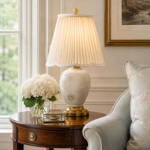 BS-754-16EG Bottom Scallop Gather Pleat Basic Lamp Shade, 8 x 16 x 13, Eggshell