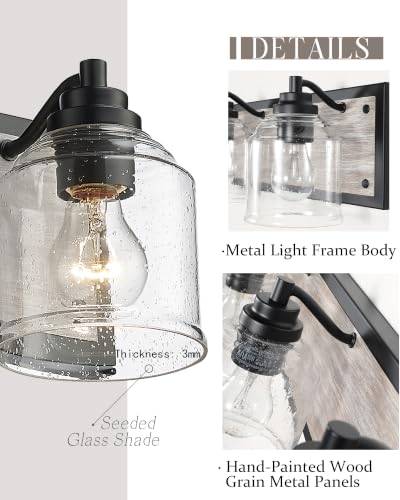 23" 3 Light Farmhouse Bathroom Vanity Light with Bubble Glass