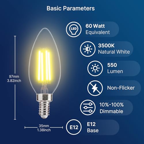 60W Equivalent LED Chandelier Light Bulbs (12 Count)