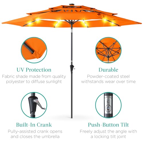 10ft 3 Tier Solar Patio Umbrella