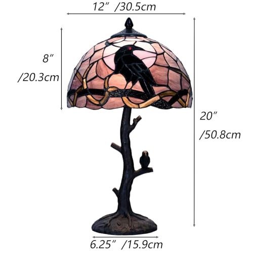 L12024 Tiffany Style Stained Glass Raven Table Lamp