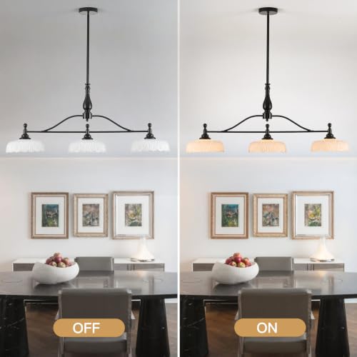 Chandeliers Black Modern Pendant Lighting Fixtures 3 Lights Chandelier White Glass Hanging Lamp for Island Dining Room Living Room