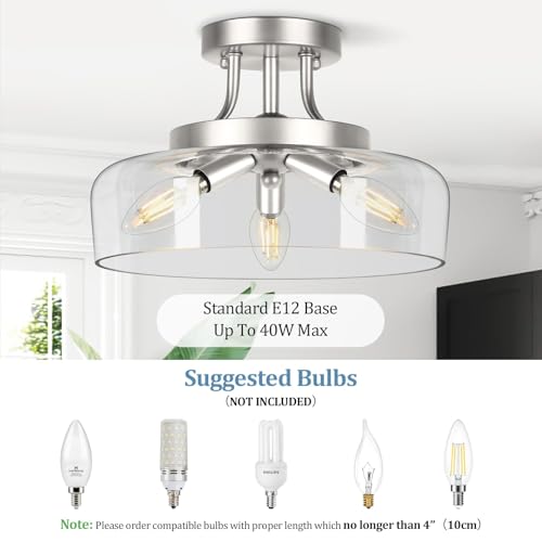 3 Light Semi Flush Mount Light Fixture