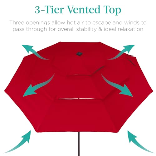 10ft 3 Tier Solar Patio Umbrella