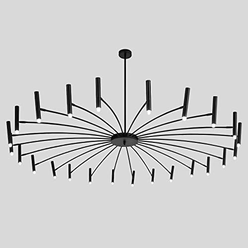 Lighting 24 Lights Black Metal Sputnik Chandelier Mid Century Modern Flush Mount Ceiling Light Fixture Farmhouse Vintage Kitchen Island Sputnik Chandelier Lighting