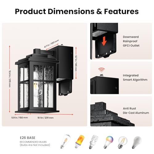 Outdoor Porch Light with Outlet GFCI