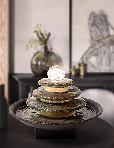 Indoor Water Fountain Tabletop Fengshui Waterfall 11 Inch