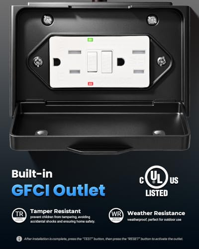 2 Pack Dusk to Dawn Porch Light with GFCI Outlet (Black / D2D 2-Pack)